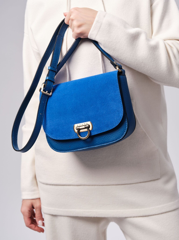 Сумка замшевая на плечо кросс-боди синяя