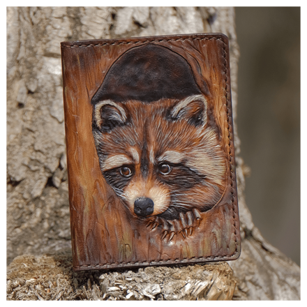 Кожаная обложка на паспорт «Енотик»