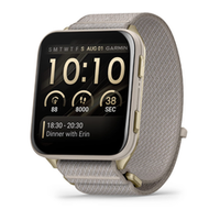 Garmin Venu X1 мягкий золотой с титановой задней крышкой и нейлоновым ремешком цвета французский серый