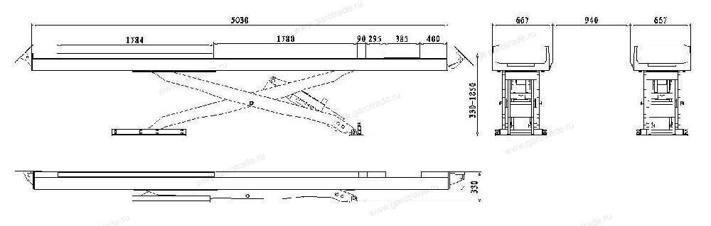 Подъемник ножничный напольный для сход-развала RLS4.5F