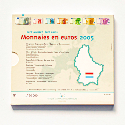 Luxembourg 2005 Year Set + 2 Euro "50th Anniversary of the Birth of Grand Duke Henri & 100th Anniversary of the Death of Grand Duke Adolphe"