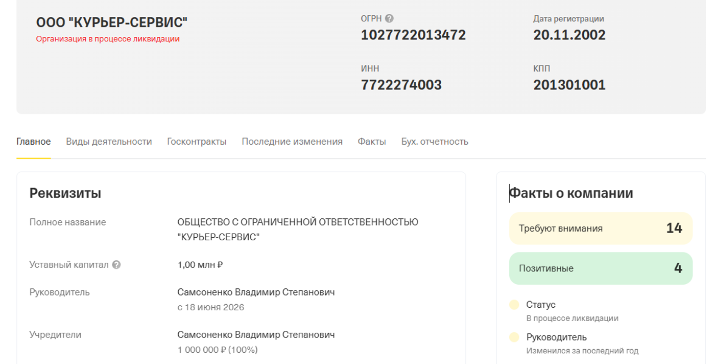 Курьер-Сервис Экспресс начал ликвидацию крупной операционной компании