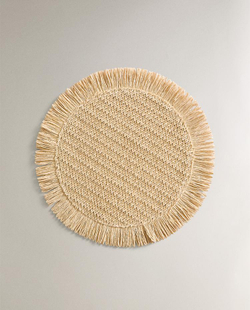 ZARA HOME ПОДСТАВКА ПОД СТОЛОВЫЕ ПРИБОРЫ ИЗ БУМАЖНОЙ ЛОЗЫ С БАХРОМОЙ (2 ШТ.), СВЕТЛО-БЕЖЕВЫЙ