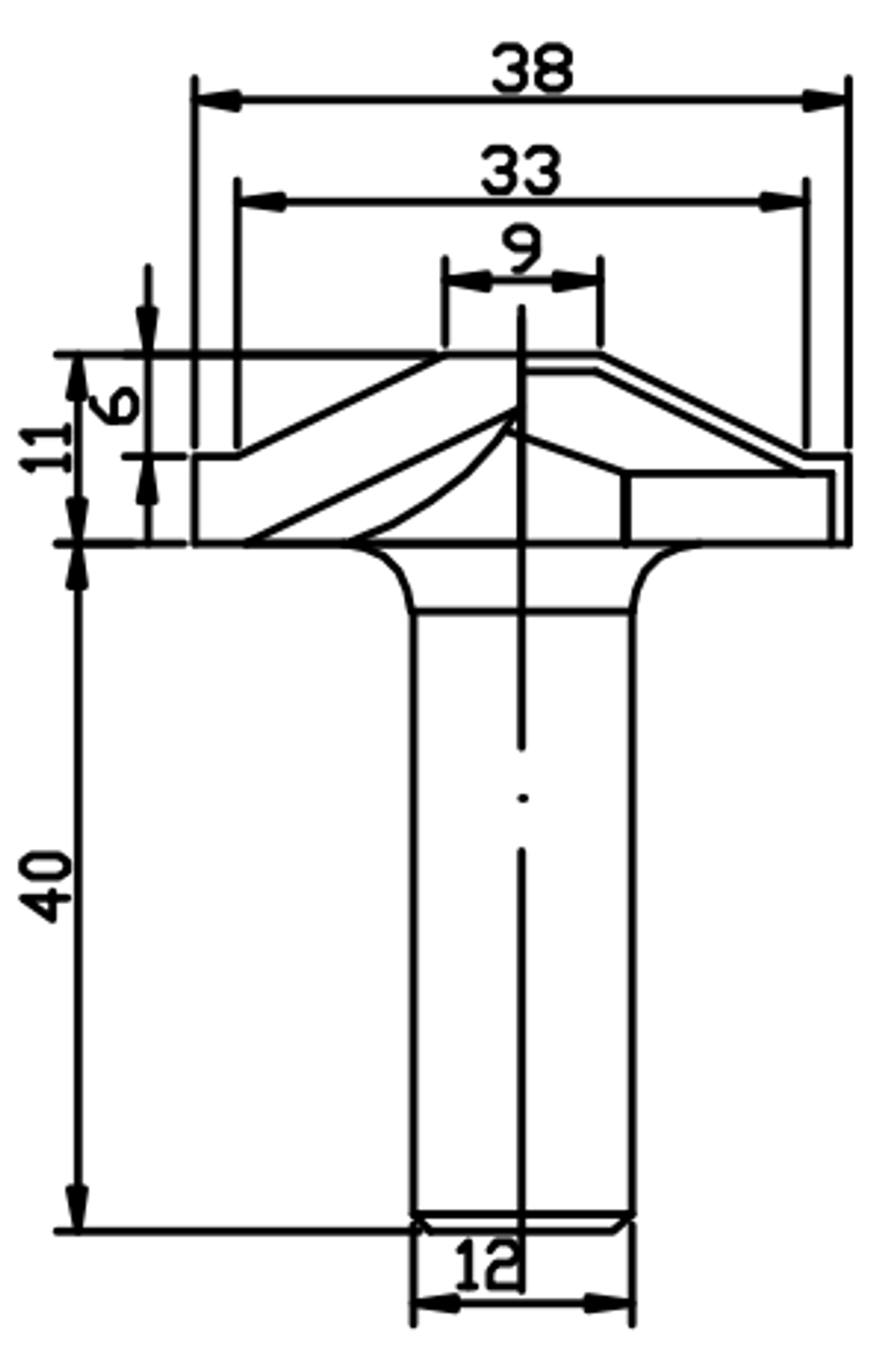 PCD профильная фреза D.38x11 S.12x40 Z2