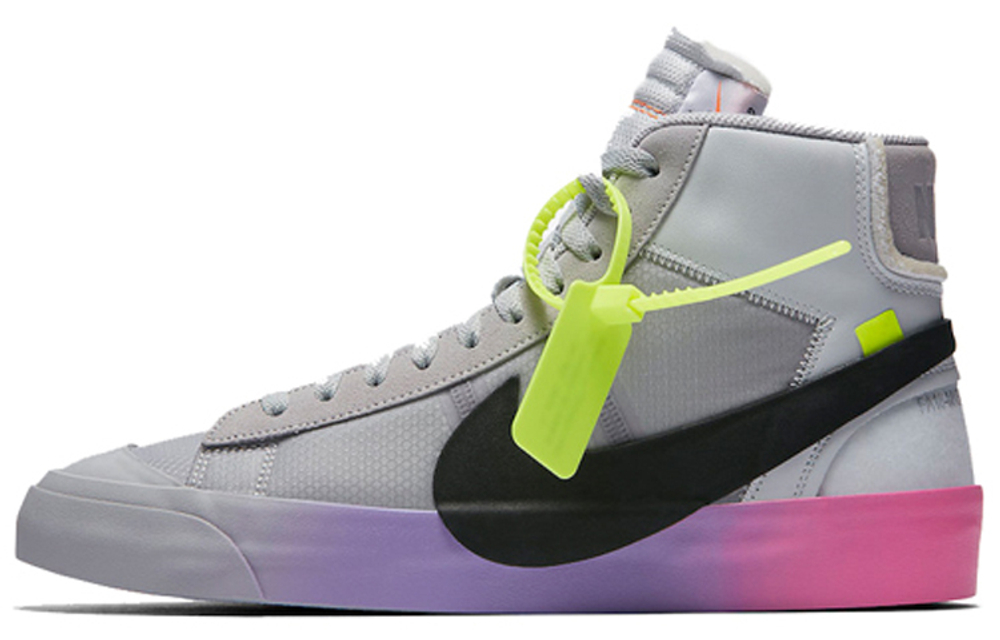 OFF-WHITE x Nike Blazer Wolf "Grey Serena" THE TEN Serena mid-top sneakers for men and women the same style gray pink purple