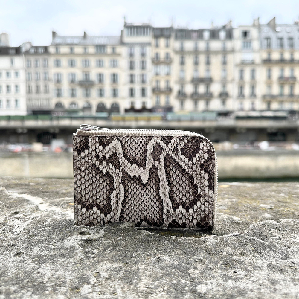 Мини-кошелек Aven из кожи питона натурального цвета