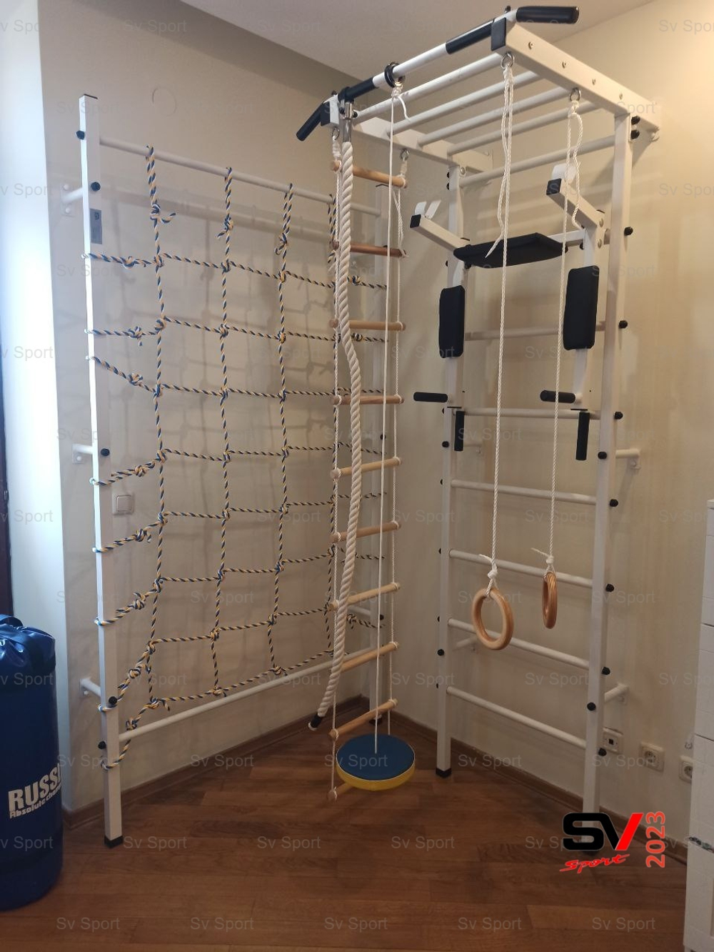 Монтаж шведской стенки Sv Sport с канатным лазом в пеноблочные, газоблочные стены