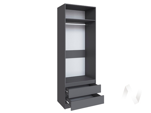 Шкаф Мадрид 0;8 с 2 ящ. без ручек с зеркалом (графит серый)