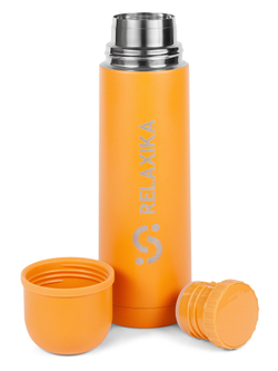 Термос Relaxika 101 (0,75 литра), желтый (стикерпак "Морской")