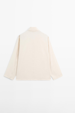 Massimo Dutti Струящаяся рубашка асимметричного кроя с пуговицами, бежевый