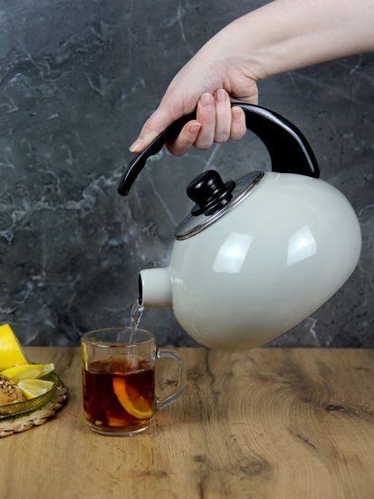 Чайник 2,5 л. эмалированный со свистком Kamille KM 1039B с черной бакелитовой ручкой