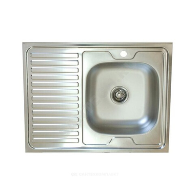 Мойка правосторонняя накладная 800х600х160мм сталь нержавеющая AISI 430 без сифона выпуск 1 1/2" Владикс L-401