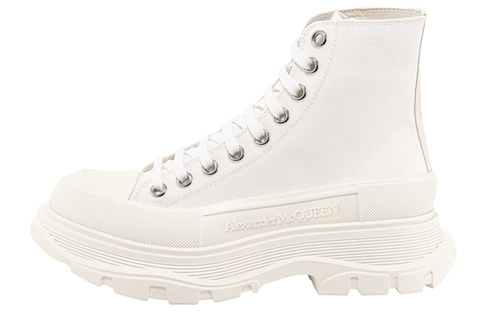 Alexander McQueen Tread Slick Boot Canvas White White Women"s