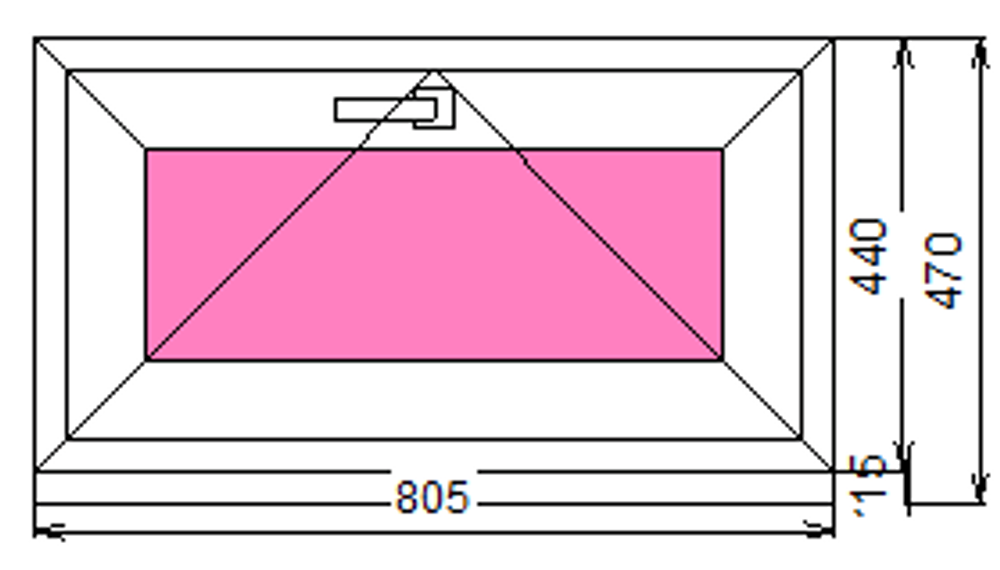 Пластиковое окно 440 х 805 фрамуга (форточка) ТермА Эко