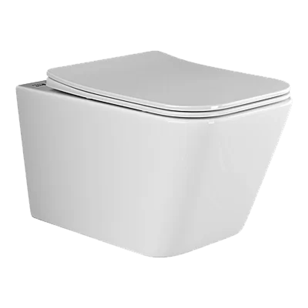 Унитаз подвесной Ceramica Nova Metric CN3007_1002M_1000 безободковый, с крышкой микролифт, с инсталляцией и кнопкой матовый хром