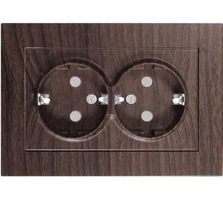 Розетка двухместная "UNIVersal" серия "Афина" с/з, з/ш, с/у, 16А, 220В, венге (еврослот) (HU2311)