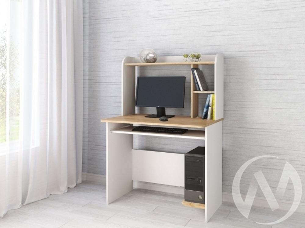 Стол компьютерный Грета-2 (белый/дуб крафт золотой)