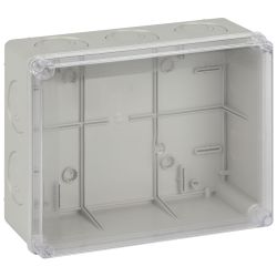 Распаячная коробка ЭРА KORvpk-240-195-90-44 ОП серая 240х195х90мм прозрачная крышка на винтах d25-3шт d32-2шт IP44