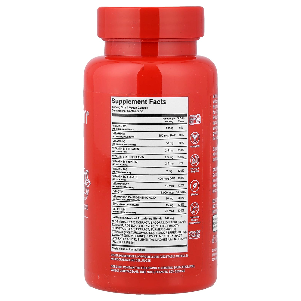 HAIRtamin, Advanced Formula, 30 веганских капсул
