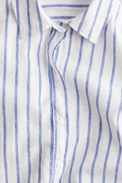 H&M Рубашка из льняной смеси, белый/синий