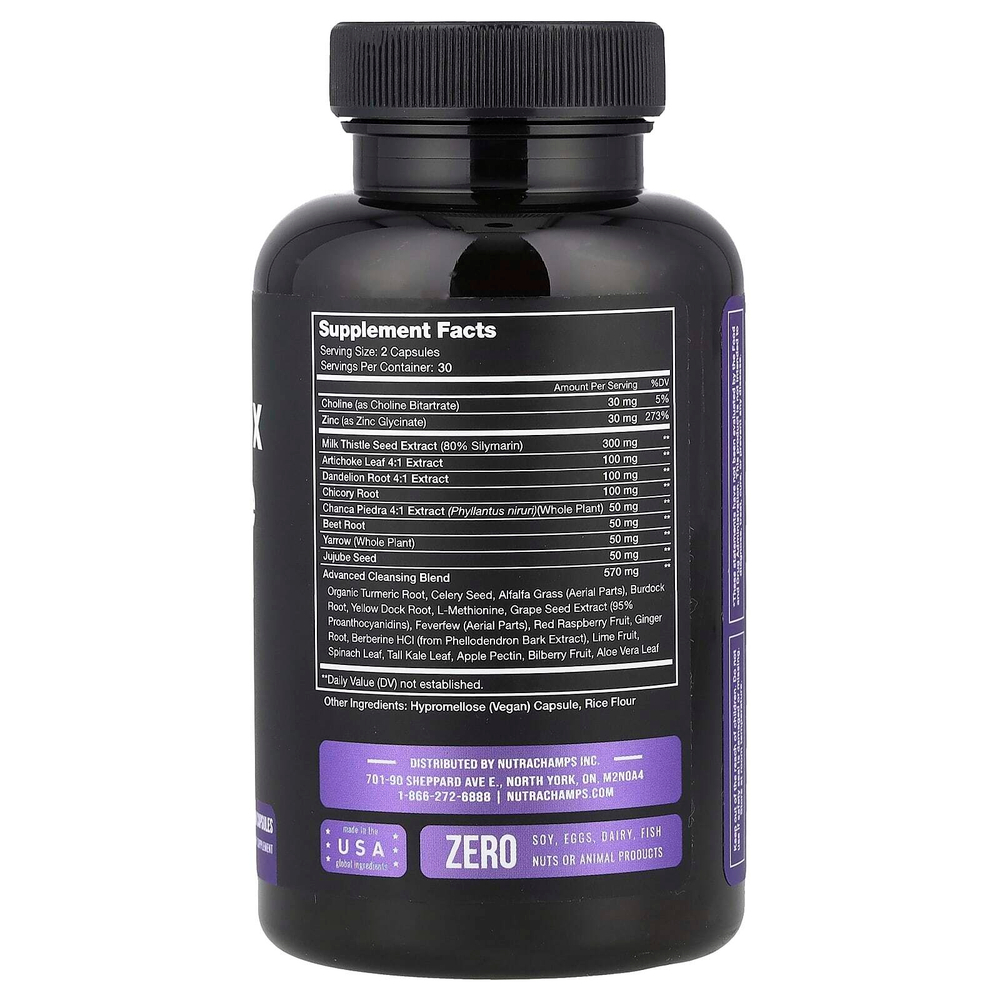 NutraChamps, Очищение и детоксикация печени, 60 веганских капсул
