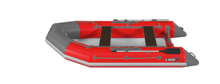 Лодка ПВХ X-River Rocky 395 НДВД + усиленное дно и баллон, красно-серый/фурнитура серая