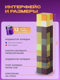 Ночник Факел Minecraft Детский
