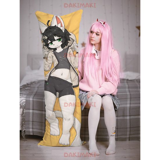 Дакимакура фурри Белый кот арт. 1205