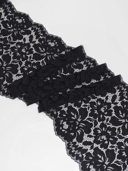 Эластичное кружево черное ширина 21 см