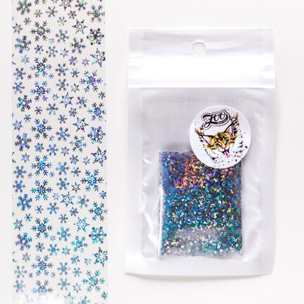 1450 Фольга переводная 4*50 см новогодняя прозрачная серебро