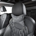 Подушка на подголовник 28*23*9 см, алькантара/иск.кожа, цвет: серый