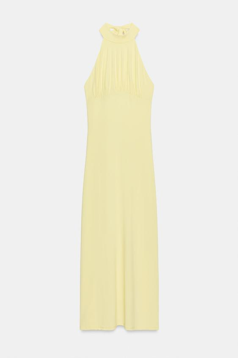 ZARA ПЛАТЬЕ МИДИ С ГОРЛОВИНОЙ ХАЛТЕР И ЗАВЯЗКАМИ, ЖЕЛТЫЙ