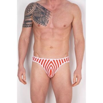 Мужские трусы стринги белые в оранжевую полоску Cosmos Colors  FC10_OW