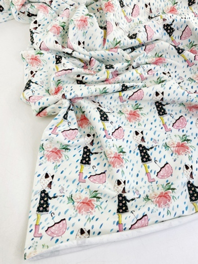 ЛИСИЧКИ НА БЕЛОМ №2 - Футер 2х-нитка с лайкрой, пенье