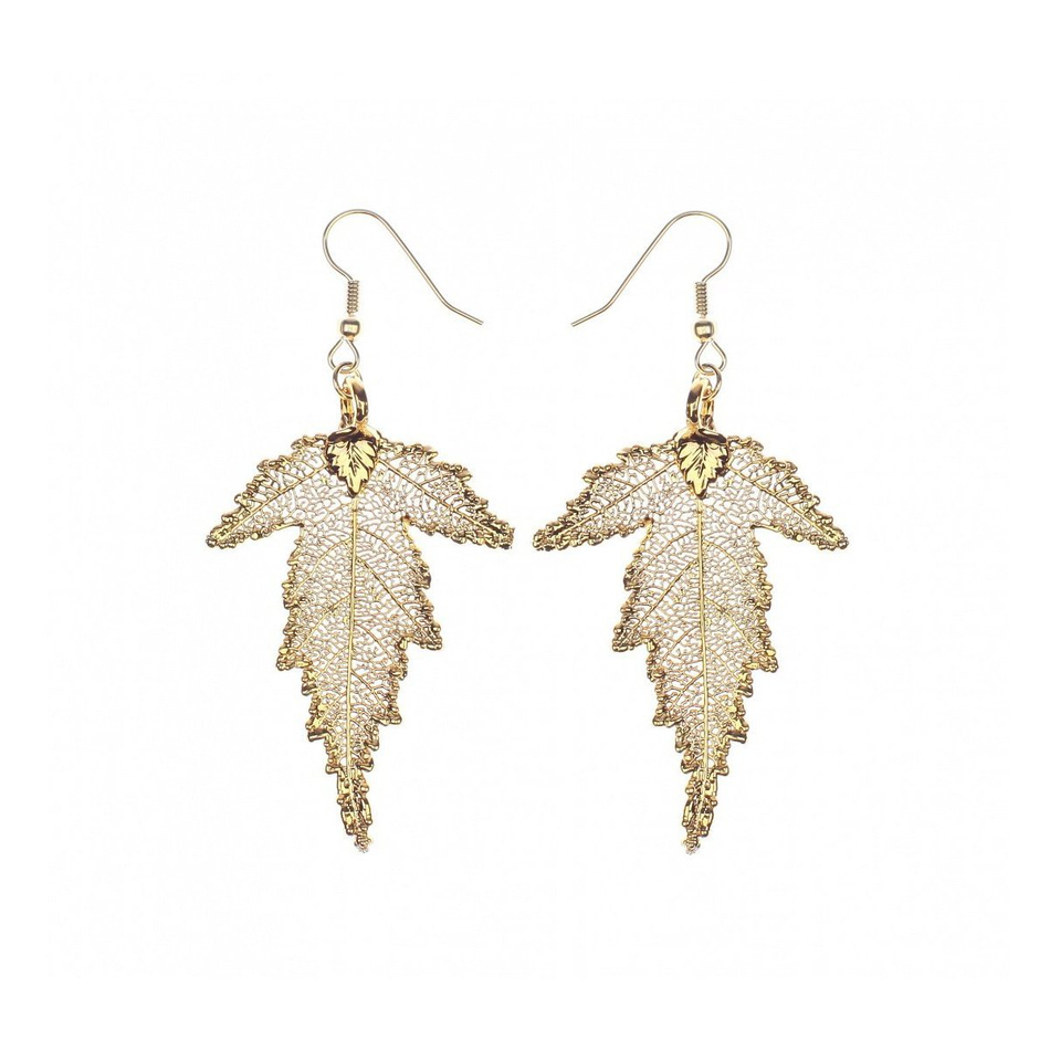 Серьги листья Ester Bijoux Шелковица LF57C-G BR