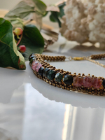 Стойка/чокер ручной работы из бисера и камня Турмалин