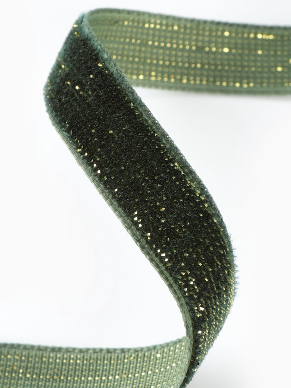 Бархатная лента с золотым люрексом 10 мм