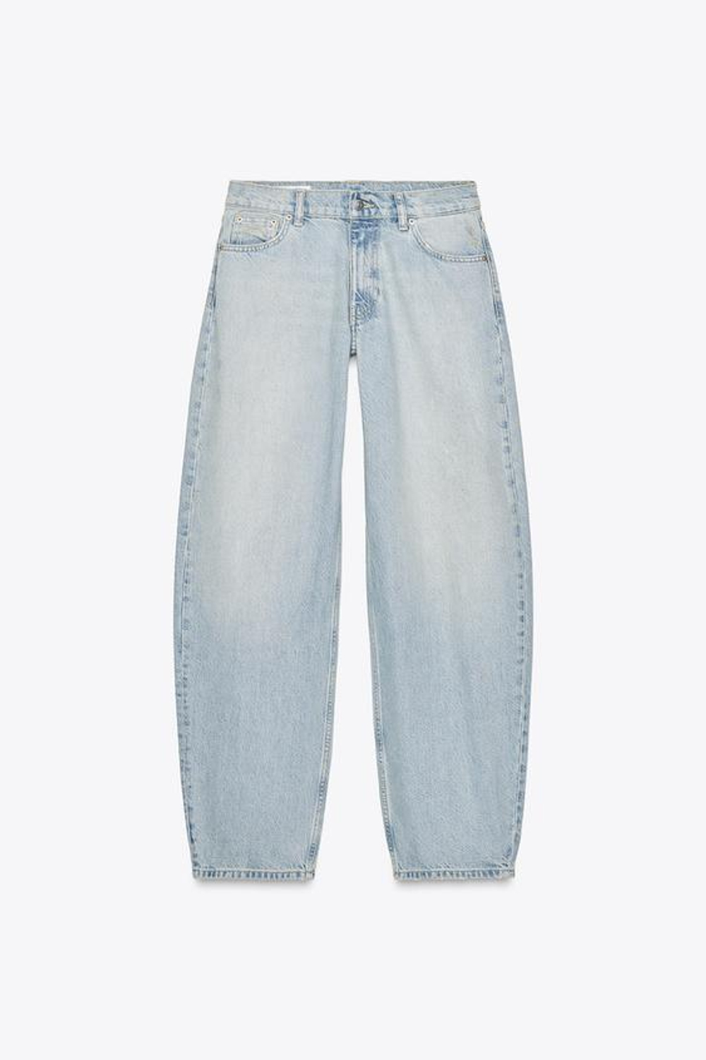 ZARA ДЖИНСЫ TRF MINI BALLOON СО СРЕДНЕЙ ПОСАДКОЙ, ГОЛУБОЙ