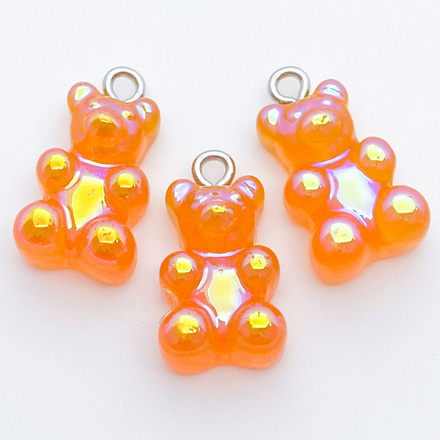 Подвеска Мишка, цвет оранжевый АВ, размер 17*11 мм, серебристый бейл, цена за 1 шт
