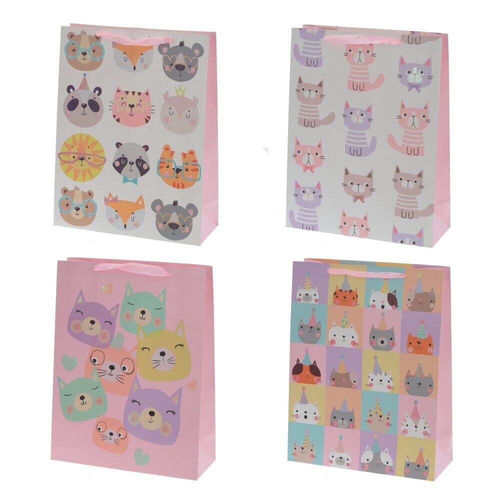 GAEM Пакет подарочный L (бумага 210г/м2, блок микс 12шт), L31 W12 H40 см, 4в.