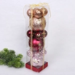 Набор шаров «Winter ice» 10 см + 5 см (15 предметов), Шампань/Рубин/Розовое золото