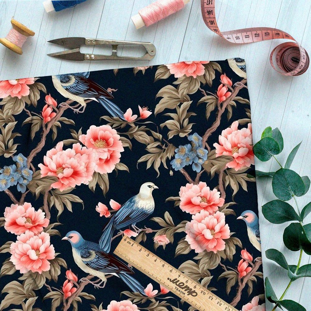 Ткань премиум дюспо ночные певчие птицы