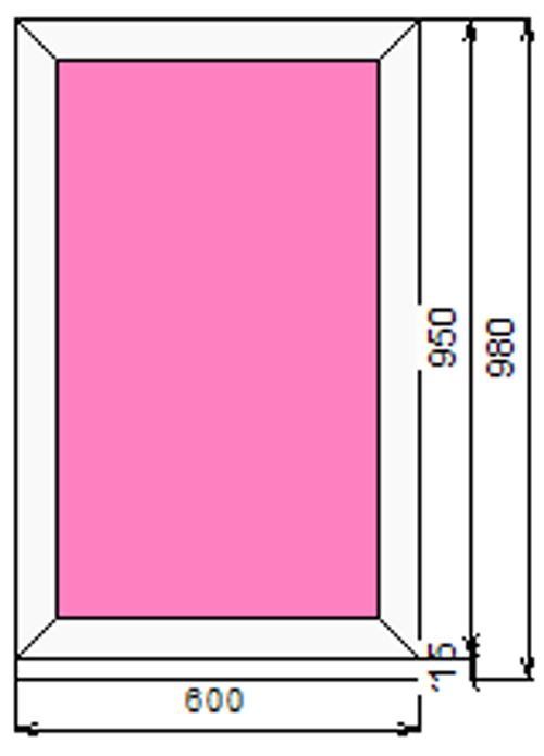 Пластиковое окно 950 х 600 ТермА Эко с глухой створкой