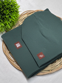 Шапка-снуд детская 2-х слойная Полынь