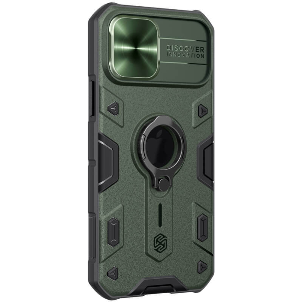 Противоударный чехол с кольцом и защитой камеры Nillkin CamShield Armor Case для iPhone 12 / 12 Pro