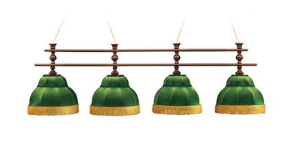 Лампа Аристократ-2 4пл. ясень (№5,бархат зеленый,бахрома желтая,фурнитура золото)