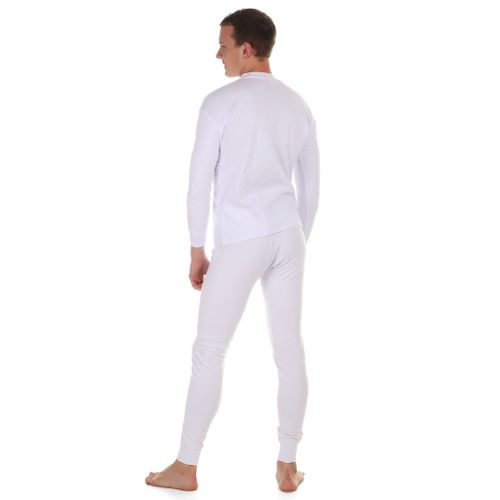 Мужской комплект нательного белья (лонгслив и кальсоны) белый утепленный QianBA