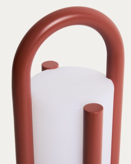 Портативная настольная лампа Leros из полиэтилена и стали терракотового цвета