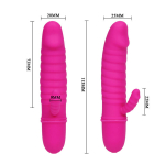 Розовый ребристый мини-вибратор 11,5см с клиторальным отростком Pretty Love Arnd BI-014289