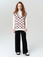 Жилетка в школу для девочки AT1011 черный-молочный